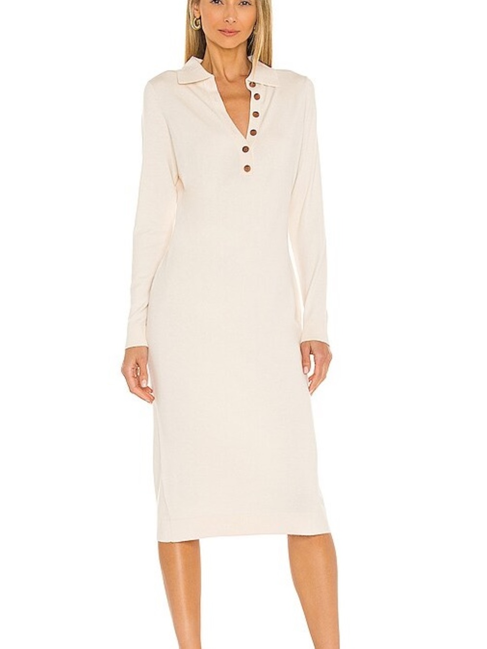 131. 525 America Cream Polo-Style Midi Dress